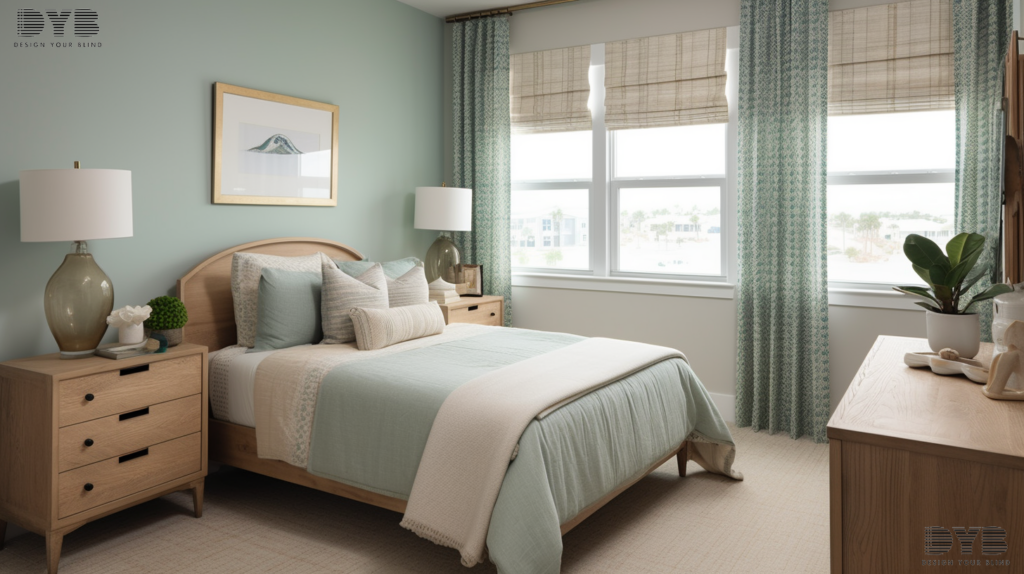 Blackout Curtains in a Delray Beach guest room, offering a peaceful and inviting retreat for guests