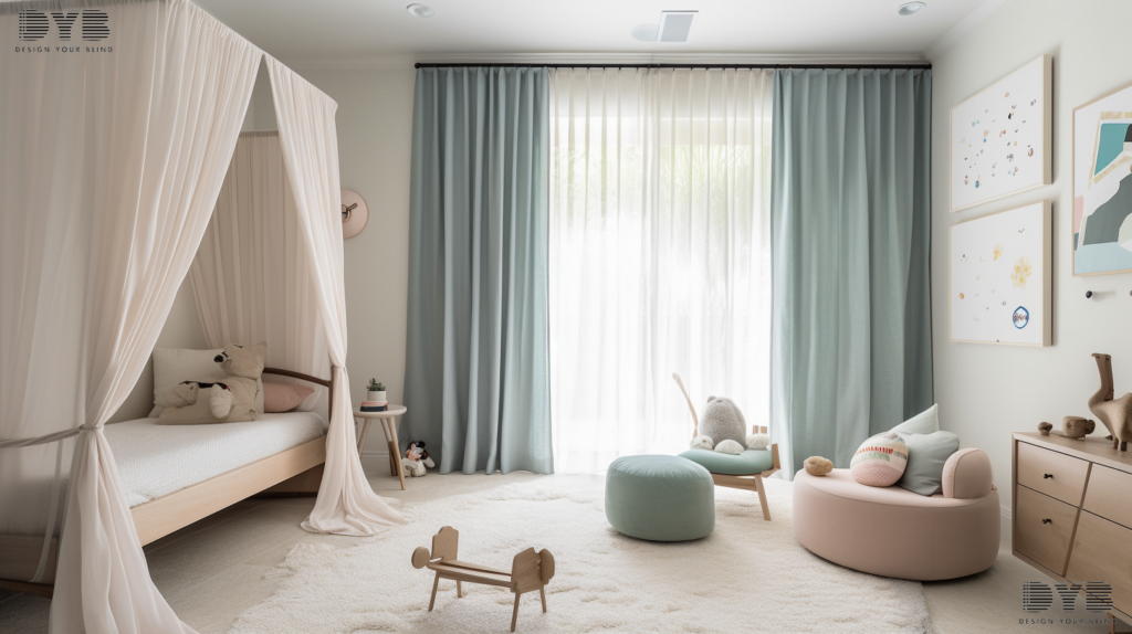 Sheer Curtains in a kids bedroom, adding a touch of whimsy and serenity