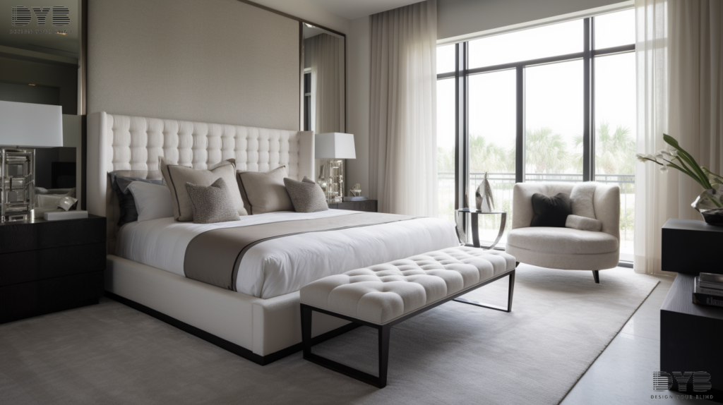 Sheer Curtains in a modern bedroom, creating a dramatic effect