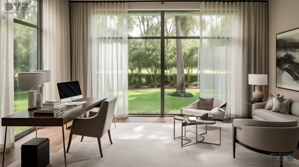 Sheer Curtains in a home office, creating a peaceful and inspiring atmosphere