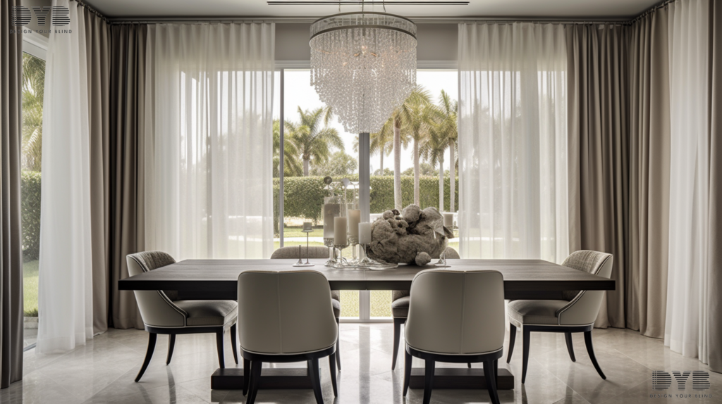 Sheer Curtains in a dining room, adding elegance to the space