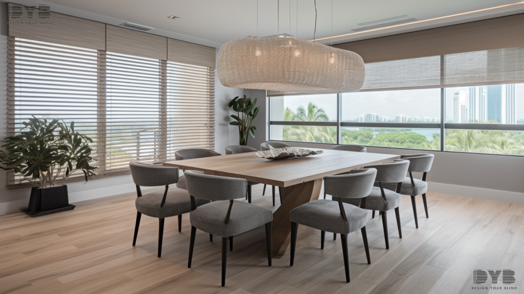 Honeycomb shades in a Boca Raton dining room