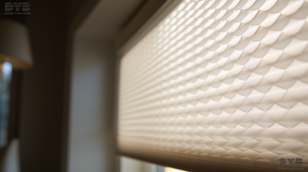 A close-up shot of a window with a cellular shade in Parkland, FL, showcasing the honeycomb structure and the soft, diffused light filtering through.