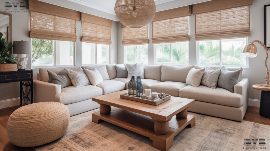 A family room with Solar Shades in Highland Beach, Florida.