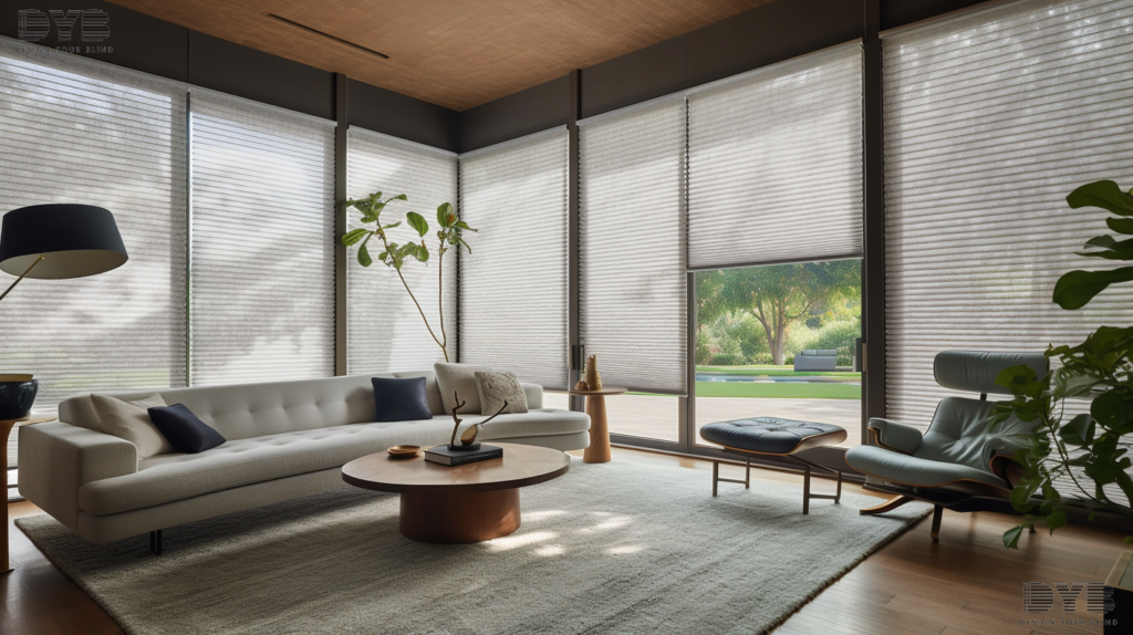 Formal living room with Honeycomb Shades in Parkland, FL.
