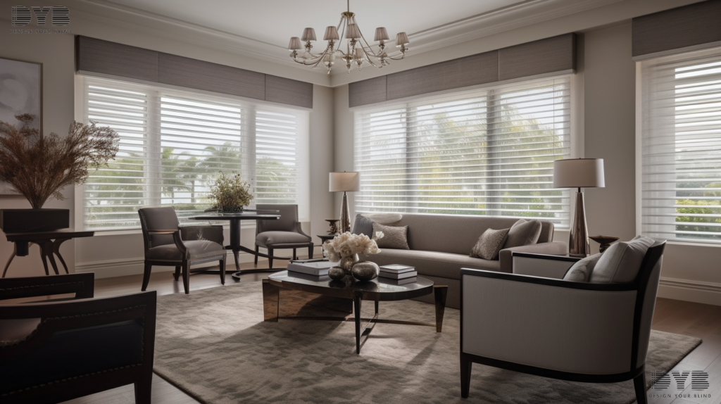A Parkland, FL formal living room with Screen Roller Shades, creating a serene and inviting atmosphere