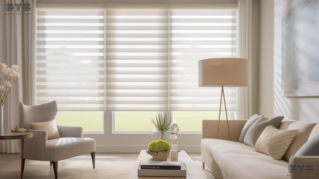 Designer Banded Shades in a Boynton Beach living room
