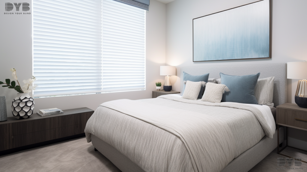 Honeycomb Shades in a Boca Raton guest bedroom, creating a serene and relaxing atmosphere