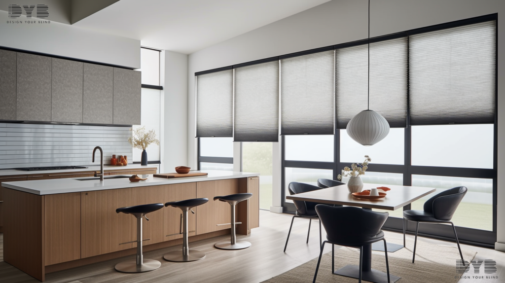 Honeycomb Shades in a Boca Raton kitchen, stylishly blending light and privacy
