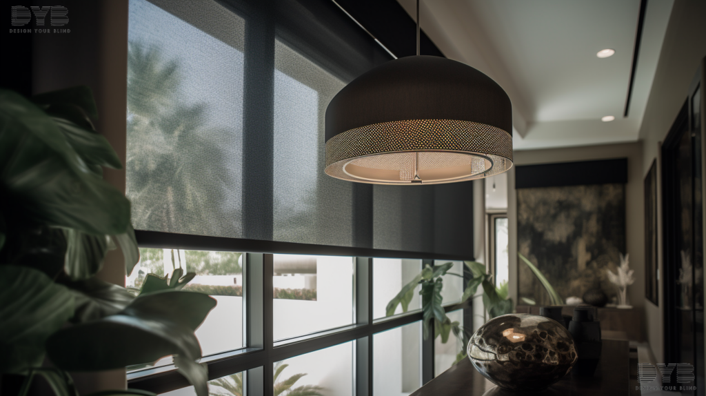 A motorized roller shade in a bedroom in Highland Beach, Florida.