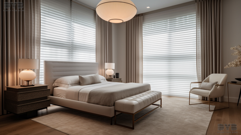 Honeycomb Shades in Highland Beach, Florida master bedroom.