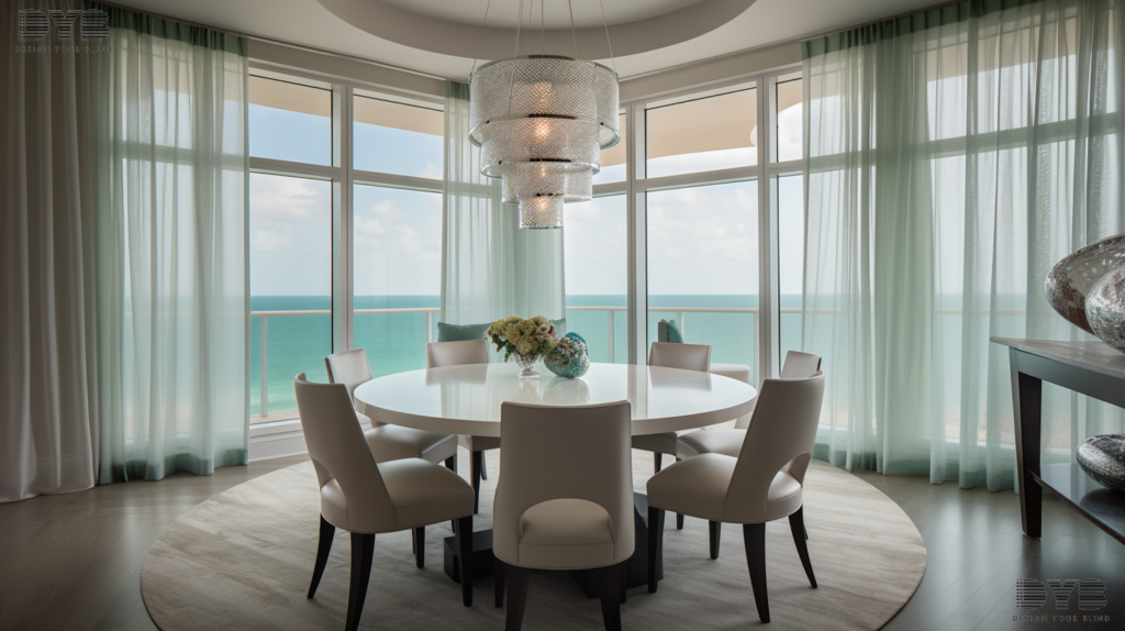 Blackout Curtains in a casual dining room in Delray Beach, Florida