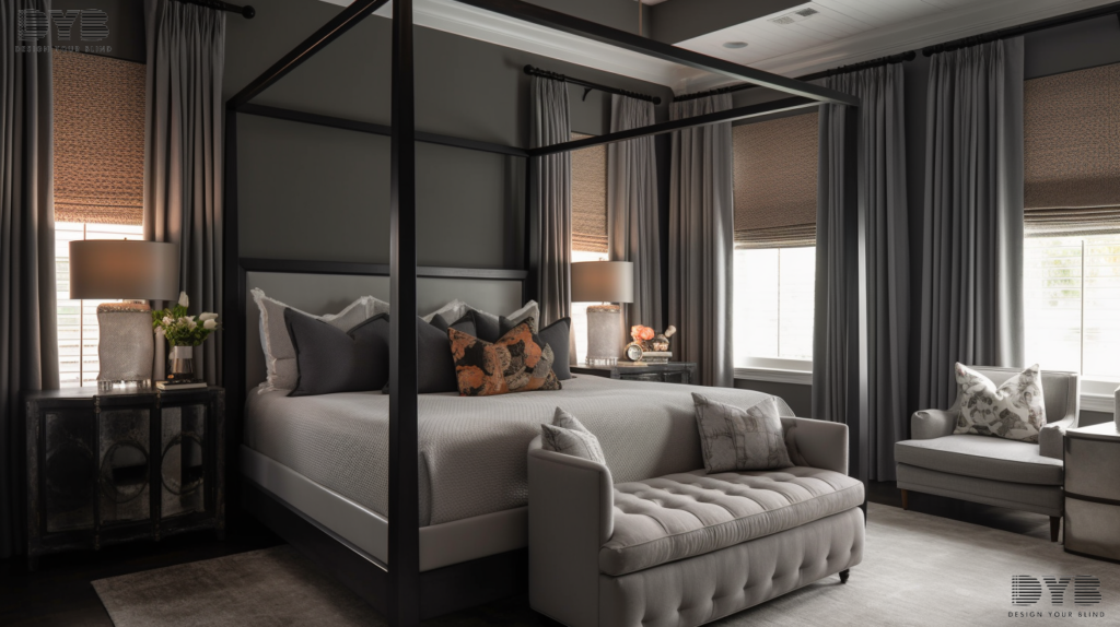 Pinch Pleat Curtains in a Delray Beach bedroom, for a restful and stylish haven.