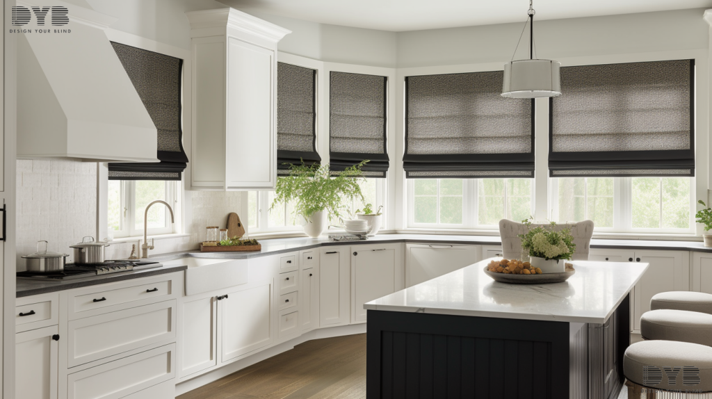 Roman shades in a Parkland kitchen