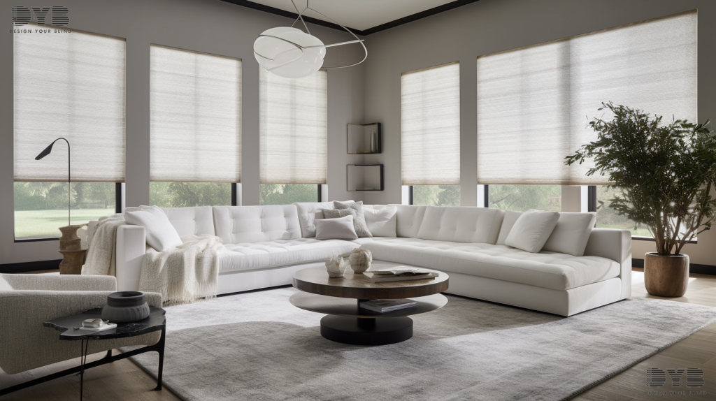 Roman shades in a Parkland living room