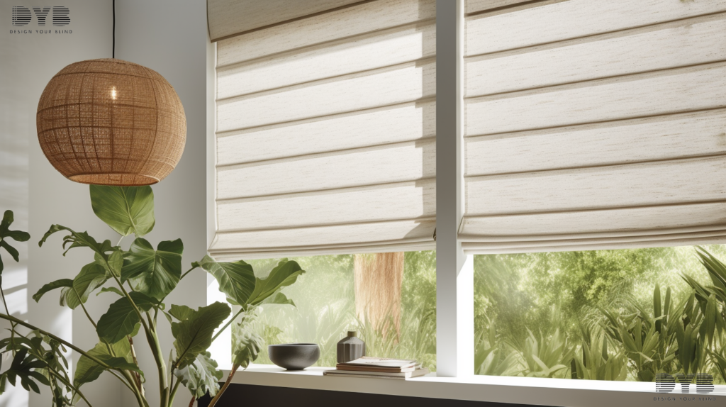Roman shades in a Parkland home with a garden view