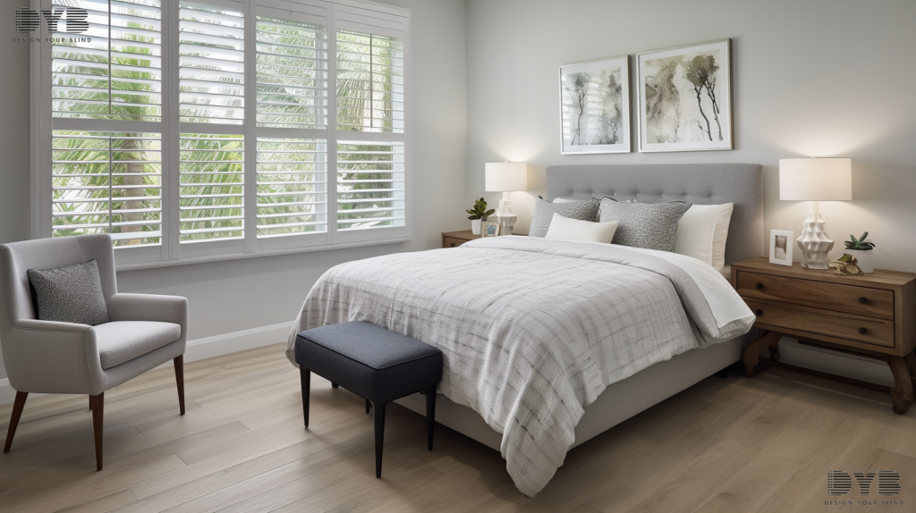 Spacious guest bedroom with Pirouette Shades in Lighthouse Point, Florida