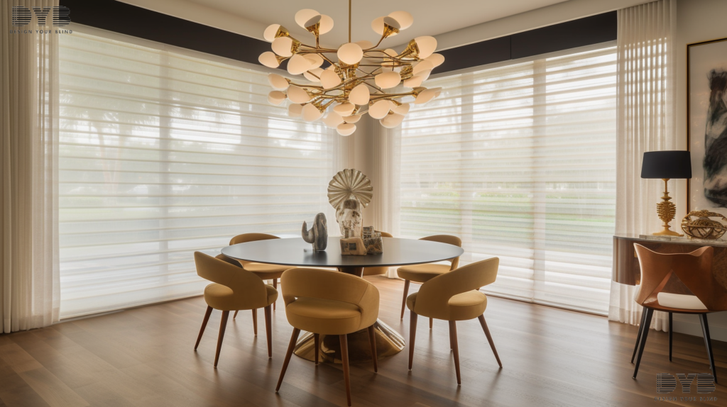 Dining room in Parkland, FL, with Pirouette Shades
