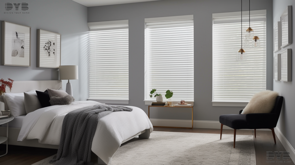 Aluminum blinds in a Parkland bedroom creating complete blackout for a restful night's sleep.