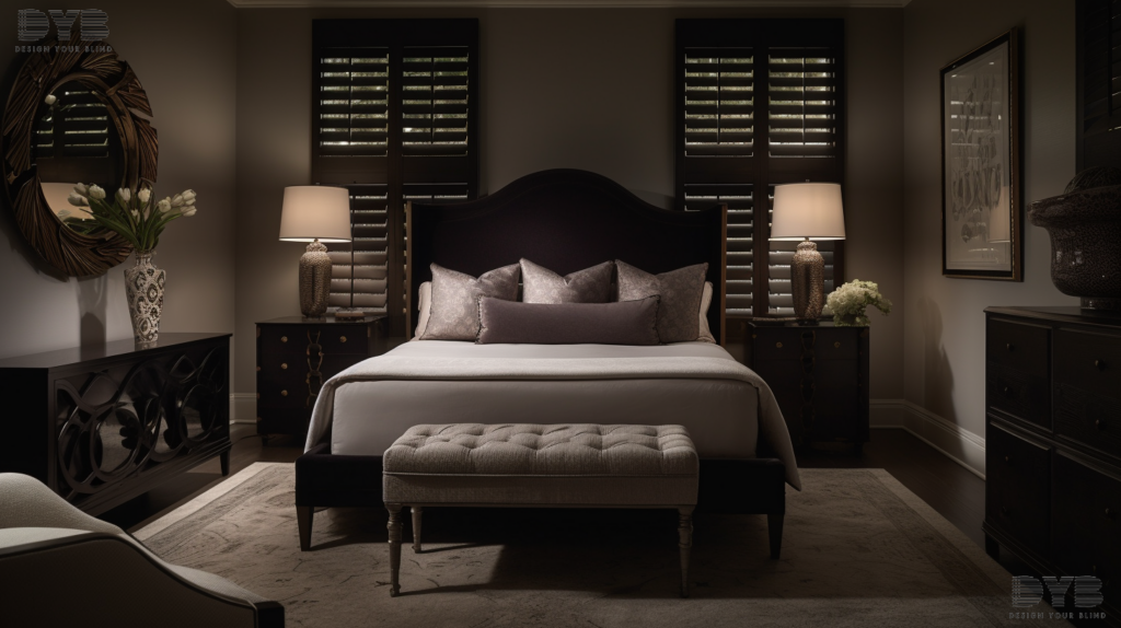 Bedroom with Pirouette shades, offering privacy and darkness for a restful sleep in a Palm Beach Gardens home