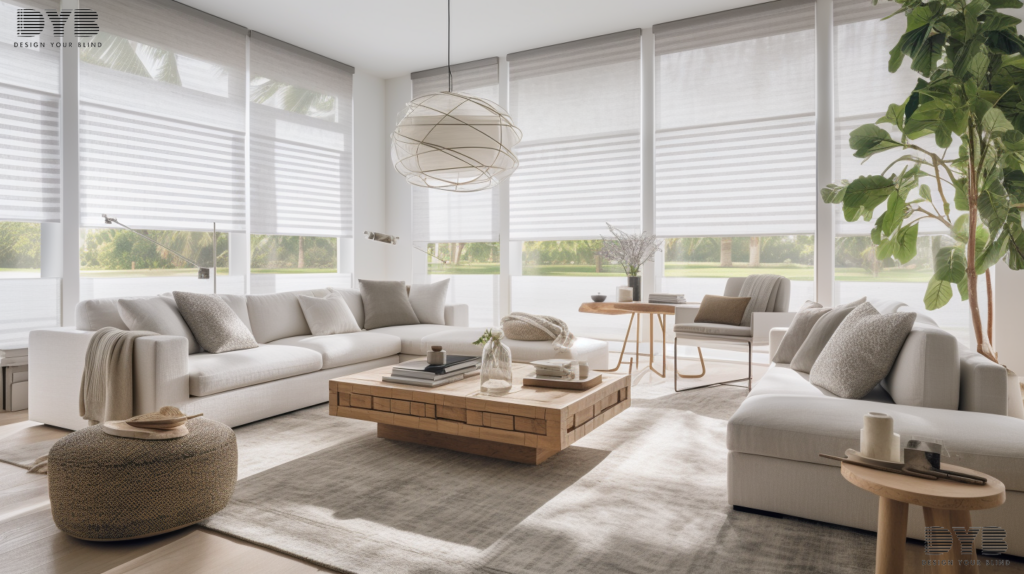 Motorized Hunter Douglas Solar Shades in a Boynton Beach living room