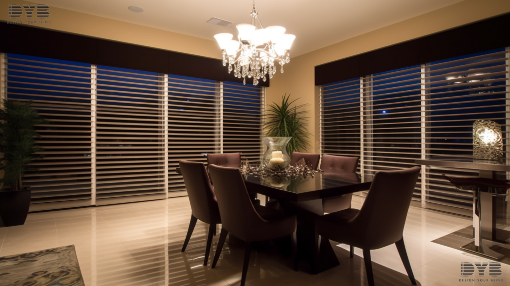 A serene master bedroom in Boca Raton featuring Pirouette Shades and a calming garden view.
