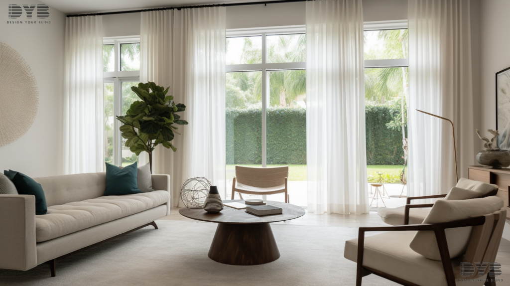 Sheer curtains in a Boynton Beach living room