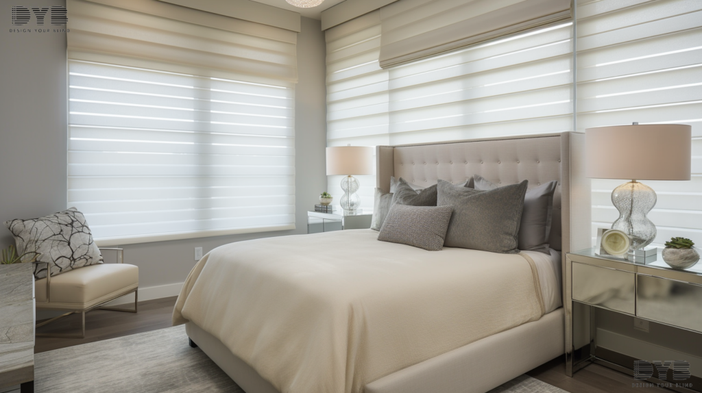Boynton Beach bedroom with Designer Banded Shades