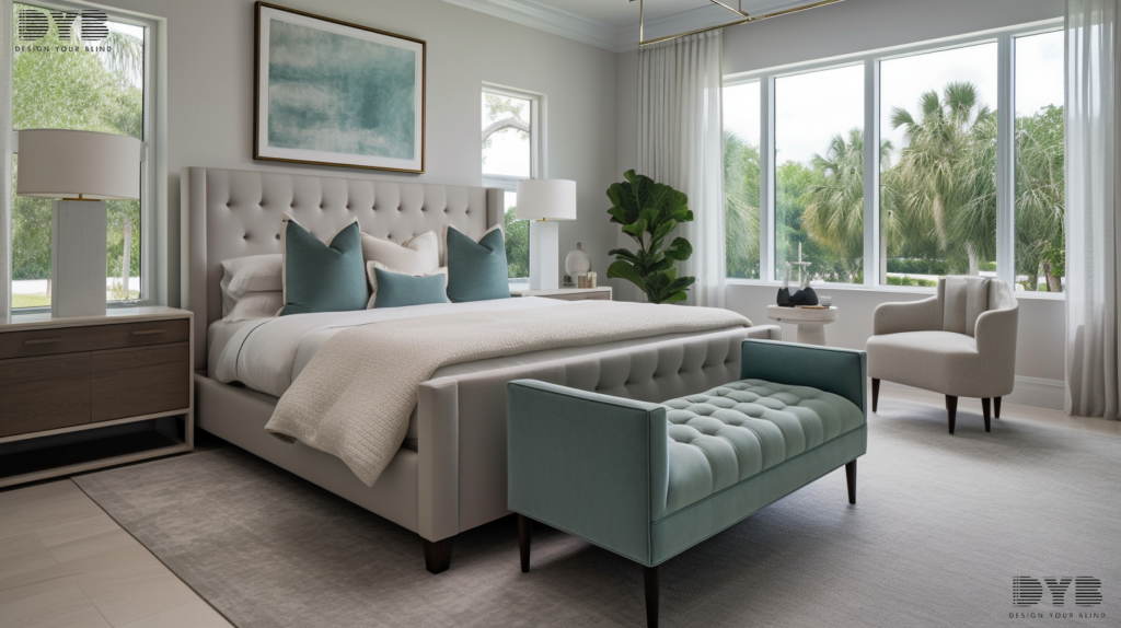 A master bedroom with Cellular Shades in Delray Beach, FL