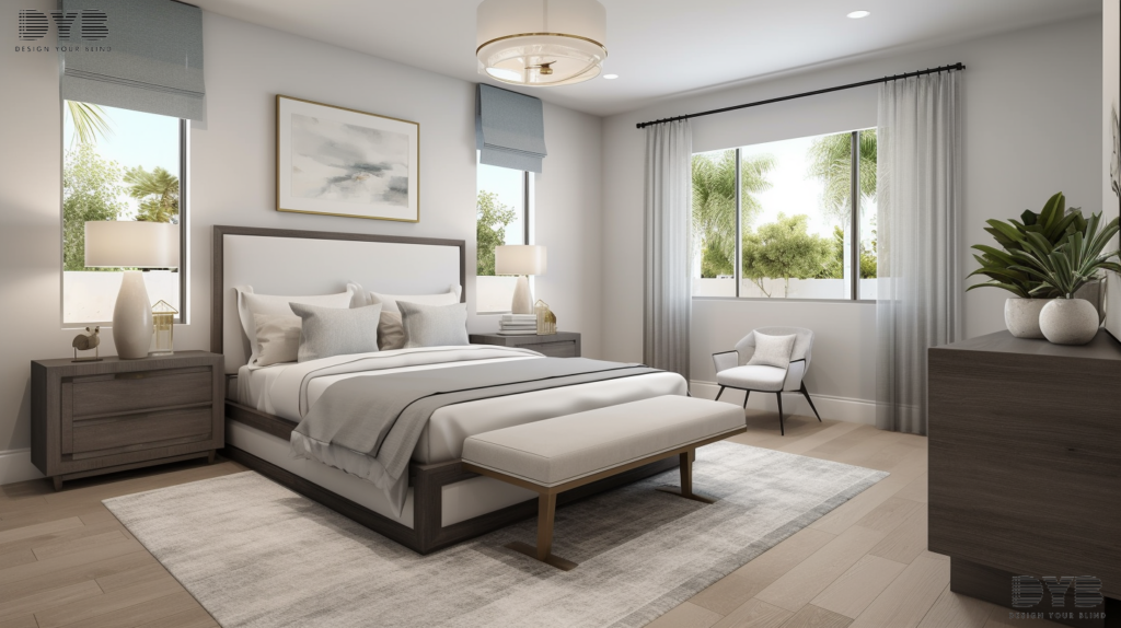 A master bedroom with Cellular Shades in Delray Beach, FL