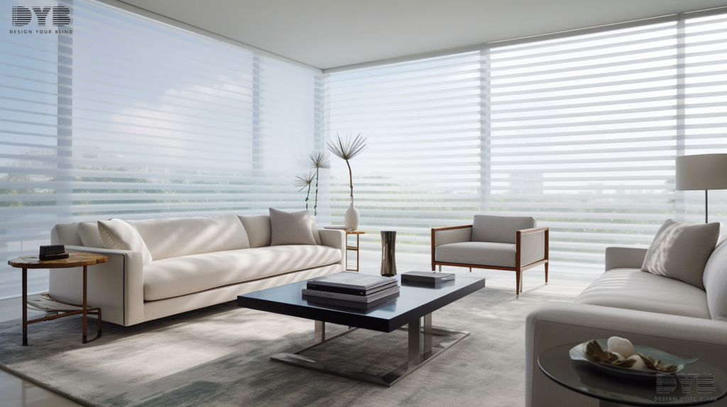 A living room with Hunter Douglas Silhouette Shades in West Palm Beach, Florida.