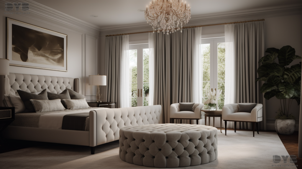 Pinch pleat curtains in a Boca Raton bedroom