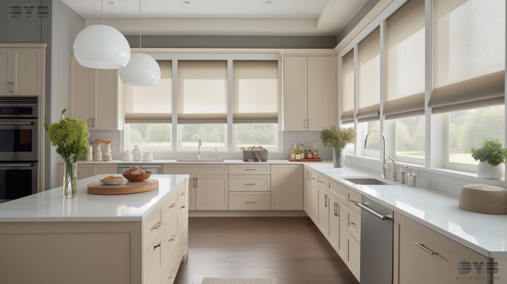 Boynton Beach kitchen with Solar Shades, creating a stylish and functional space.