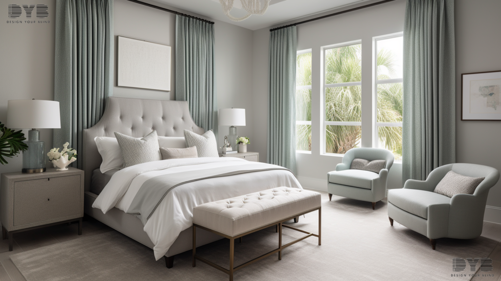 Blackout Curtains in a Transitional dining room with a golf course view in West Palm Beach, FL