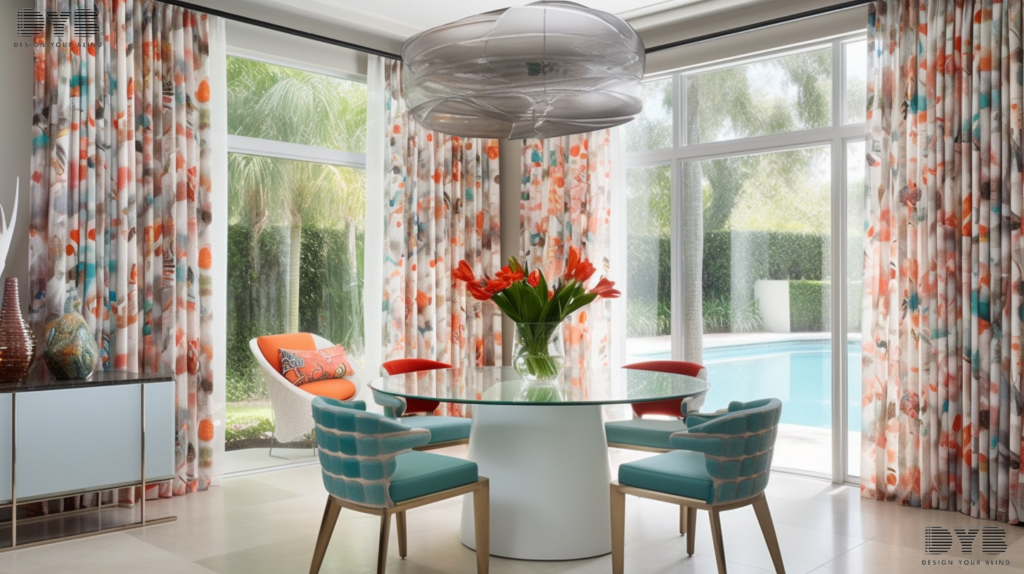 Ripplefold curtains in a West Palm Beach dining room