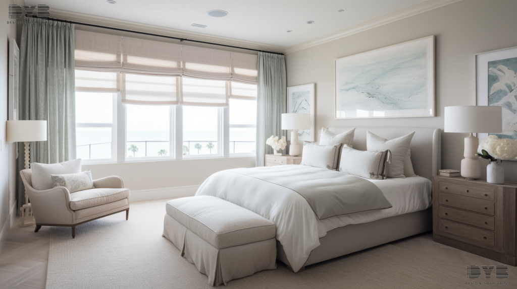 Master bedroom with Roman Shades in Boca Raton, FL