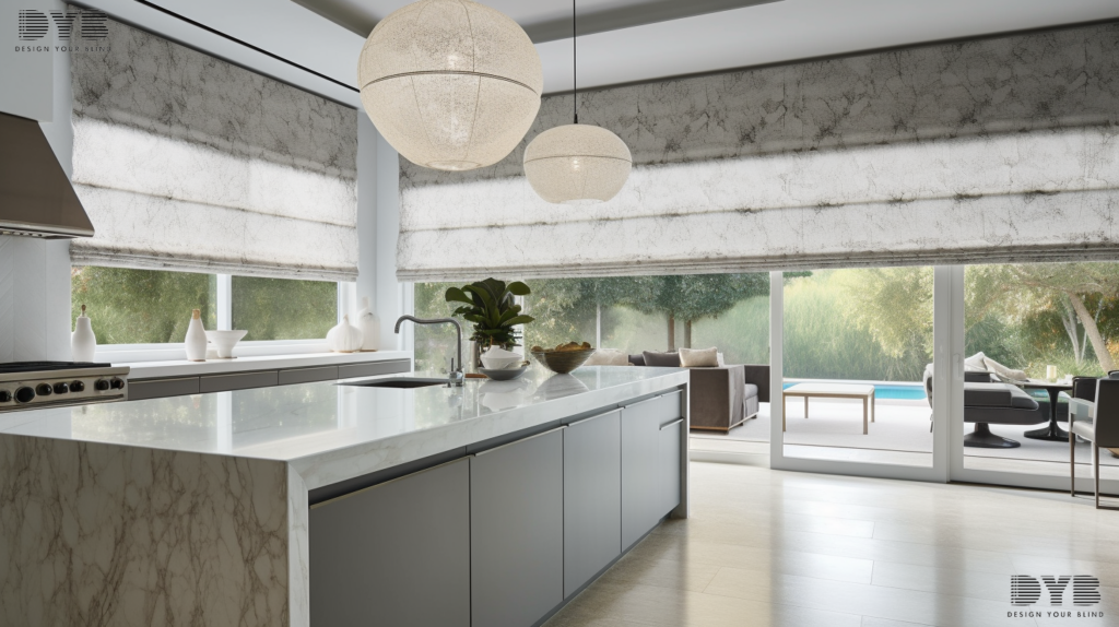 Modern kitchen with Roman Shades in Delray Beach, FL