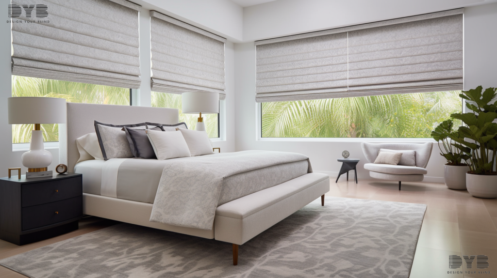 Bedroom with Roman Shades in Boca Raton, FL