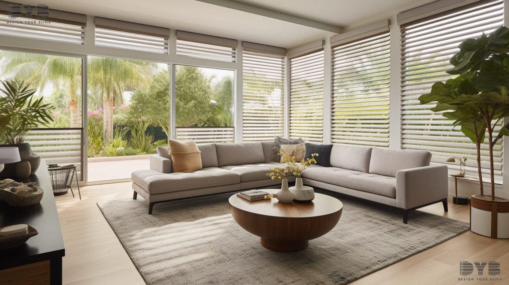 Boynton Beach Living Room with Roller Shades