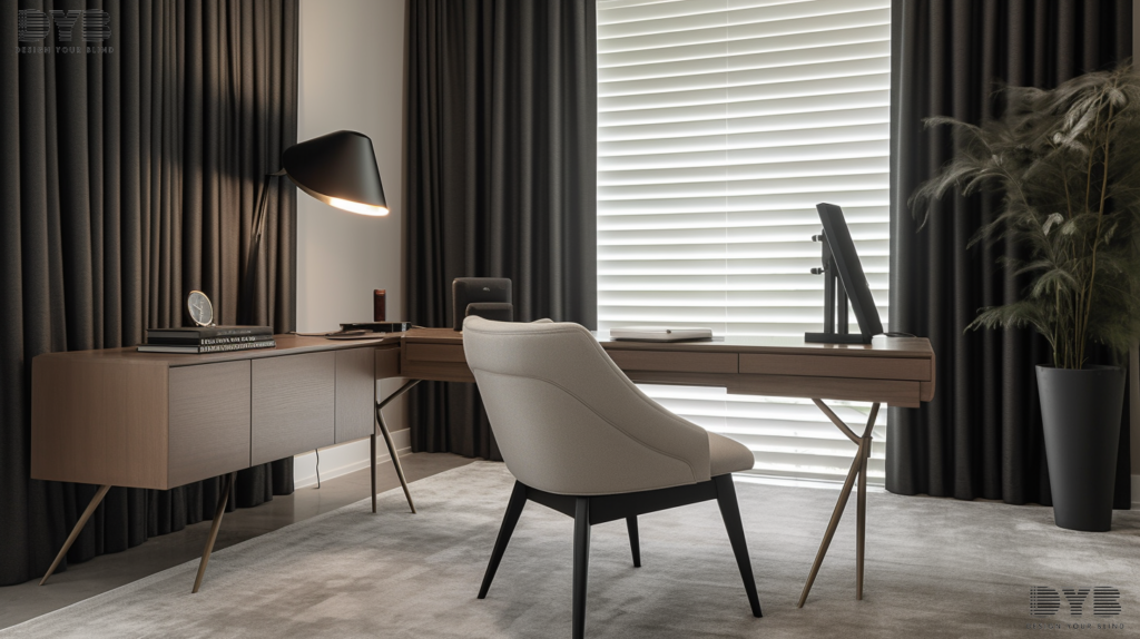 Blackout Curtains in a contemporary home office in Boca Raton