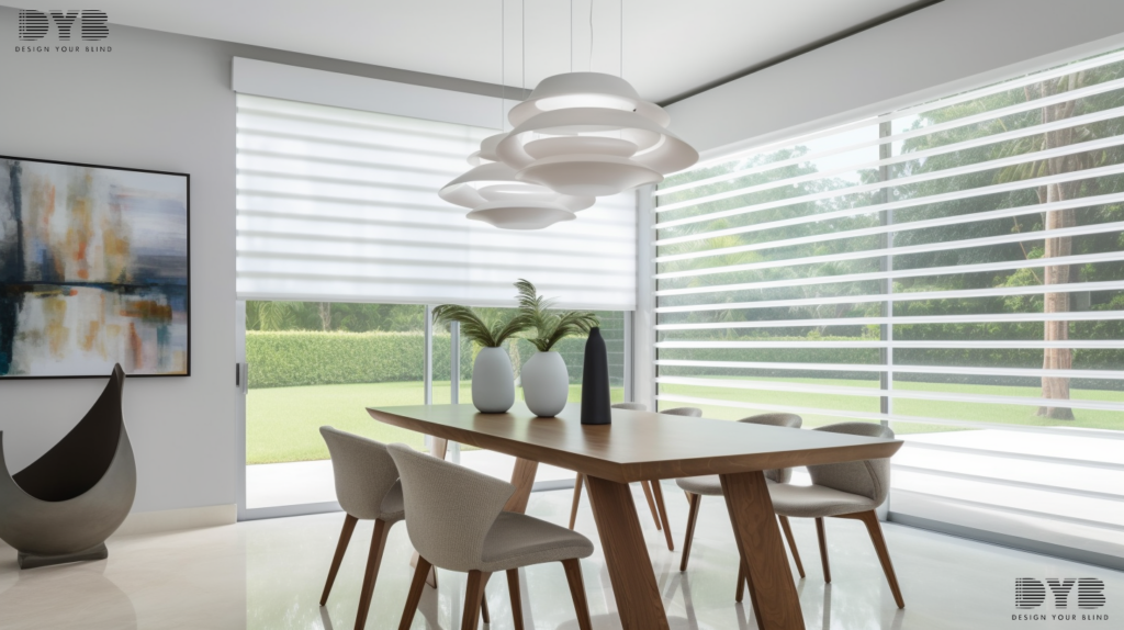 Zebra Shades in a Delray Beach dining room