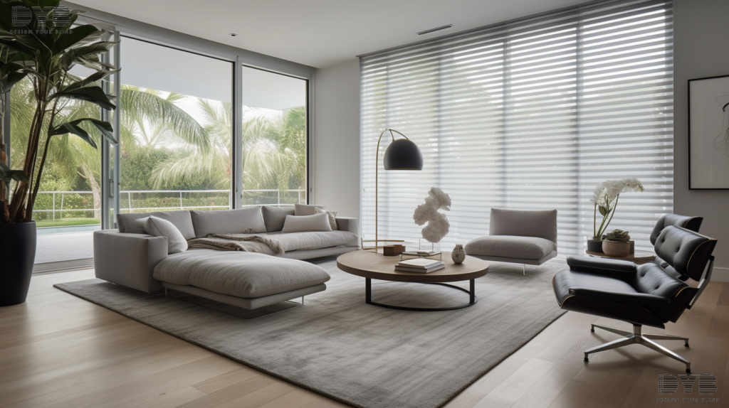 Silhouette Shades in a Boca Raton Casual Dining Room, designed in a Transitional style, with furniture from Arhaus.