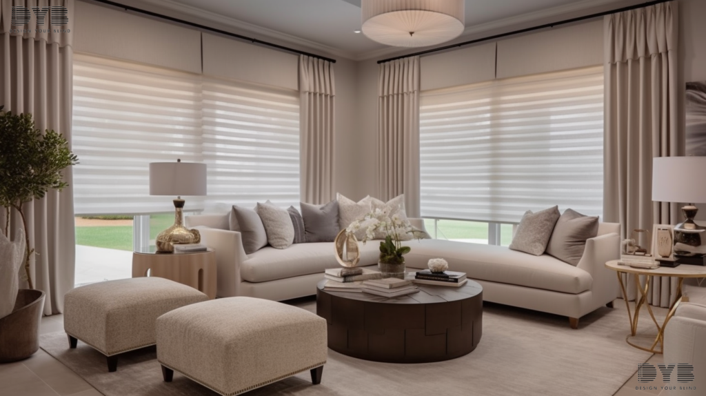 Family Room with Silhouette Shades in Palm Beach Gardens, FL