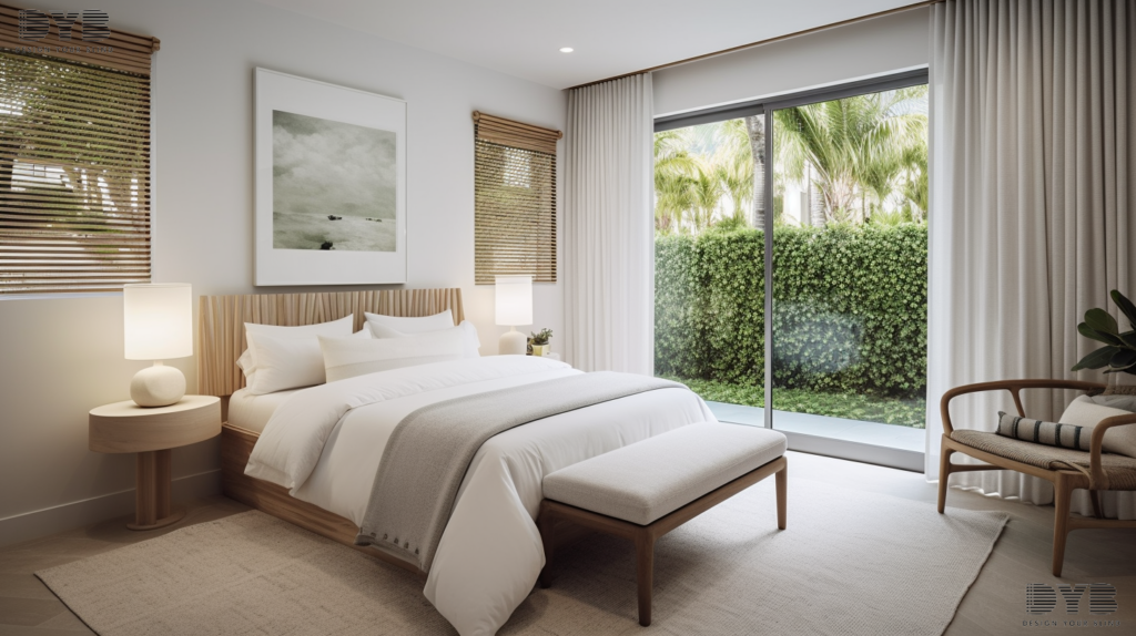 Guest Bedroom with Woven Wood Shades in Palm Beach Gardens, FL