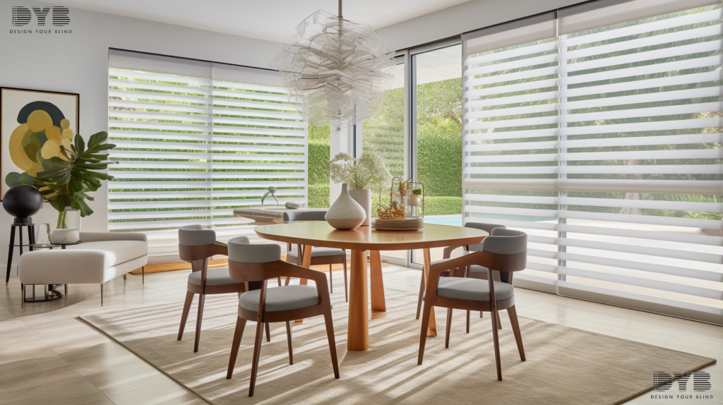 Casual Dining Room with Zebra Shades in Palm Beach Gardens, FL