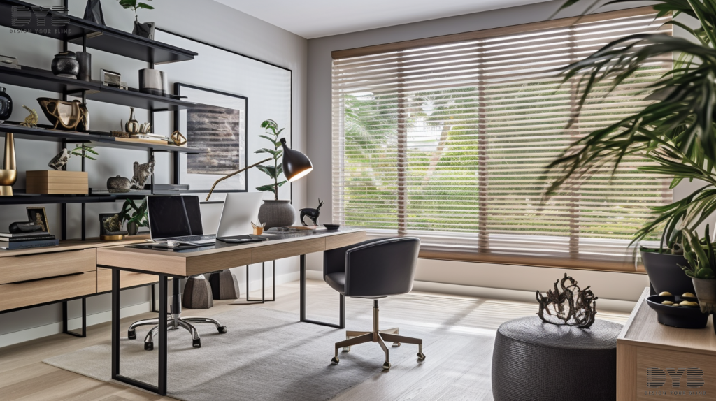 Home Office with Solar Roller Shades in Palm Beach Gardens, FL