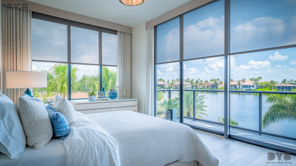 Screen Roller Shades in Boca Raton guest bedroom
