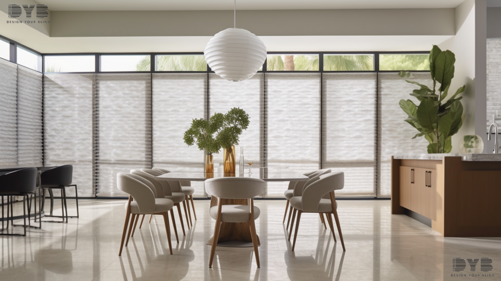 Honeycomb Shades in a Palm Beach Gardens dining room