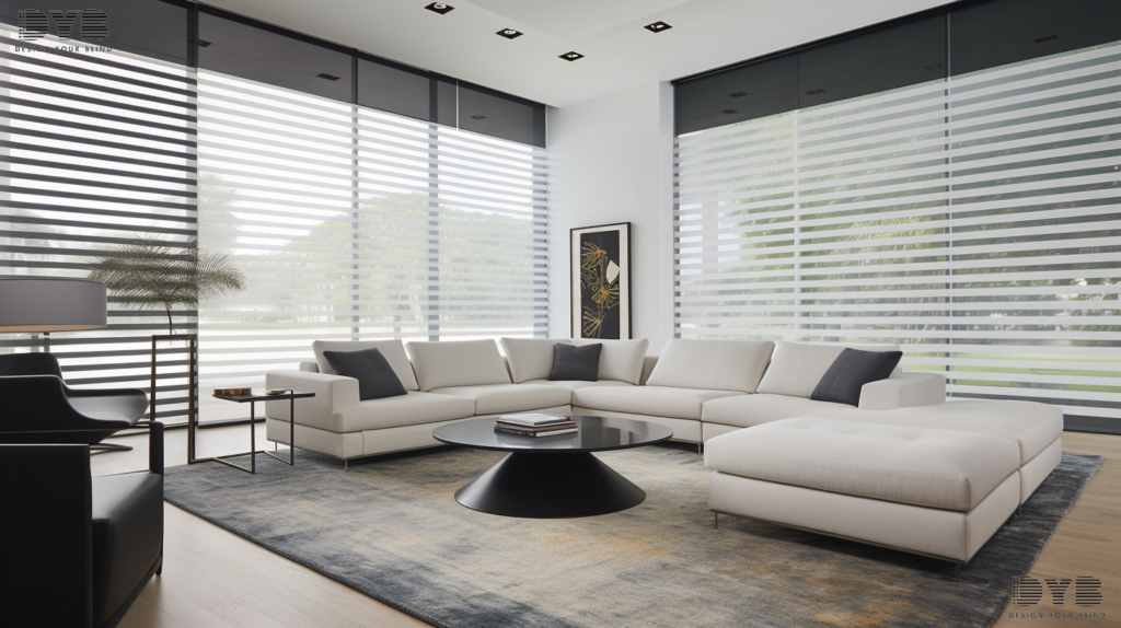 Screen Roller Shades in a Parkland, FL family room overlooking the backyard