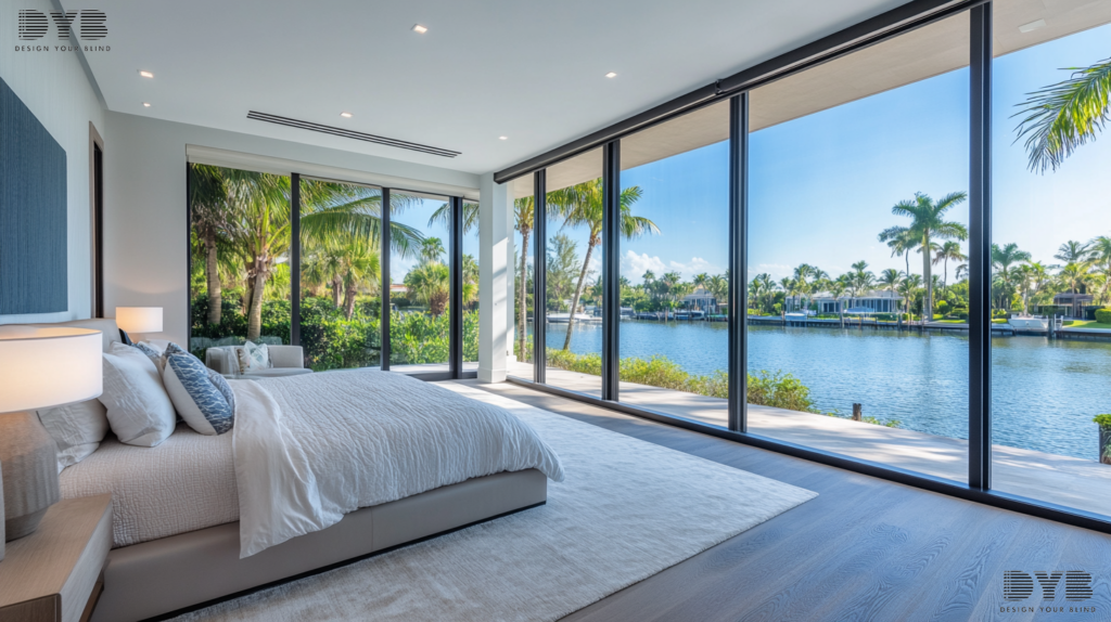 Screen Roller Shades in Boca Raton bedroom